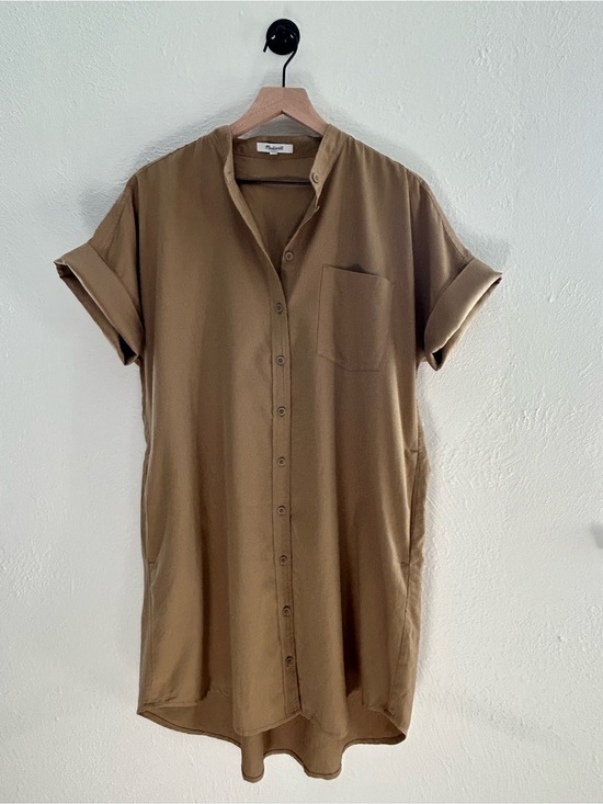 Madewell Dresses & Skirts - Madewell Tan High Low Shirt Dress with Classic Label Comfort Pockets Size Small